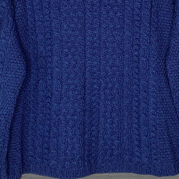 Aran Crafts Merino Wool Full Zip Sweater Blue Made in Ireland Womens XL - Picture 5 of 7